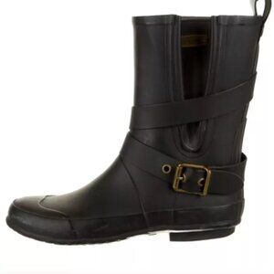 BURBERRY Mid Buckle Black Rubber Rainboots Size 9